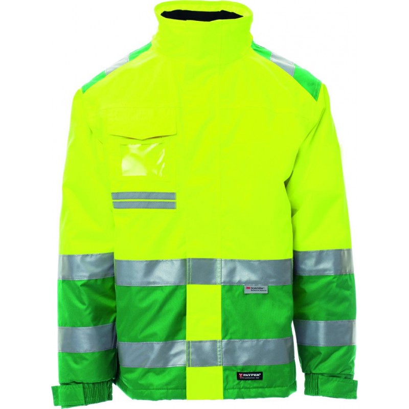 Giubbotto giacca SECURITY PAYPER alta visibilita' bicolore triplo-uso  taffeta' polistere spalmato pu 300d 170g