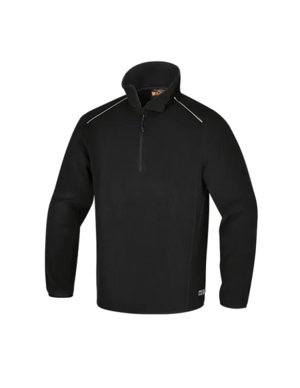 PAYPER Pirenei Felpa Pile da Lavoro Uomo Donna 100% Poliestere Mezza Chiusura Zip Elastici stringi Polso Tasca Frontale Nero (M