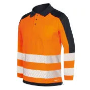 Polo manica lunga Alta Visibilità con bande segmentate termosaldate Issa Line HV 08194N