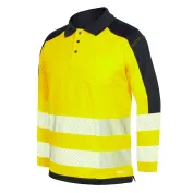 Polo manica lunga Alta Visibilità con bande segmentate termosaldate Issa Line HV 08194N