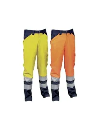Fuori tutto - Pantaloni da Lavoro Alta Visibilità Multitasche Cofra Twinkle V331-0-02 taglia S colore giallo marine
