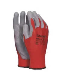 Fuori-Tutto 12 Paia - Guanti da lavoro in Poliuretano Spalmato PU - Issa Line 07284 colore rosso Taglia 8