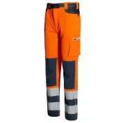 Pantalone da Lavoro Alta Visibilità Multitasche Stretch Issa Line Softshell HI-VI 8450B