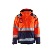 Giacca a guscio da lavoro Blaklader multitasche alta visibilità stretch con capuccio impermeabile 498719873389L