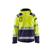 Giacca a guscio da lavoro Blaklader multitasche alta visibilità stretch con capuccio impermeabile 498719873389L