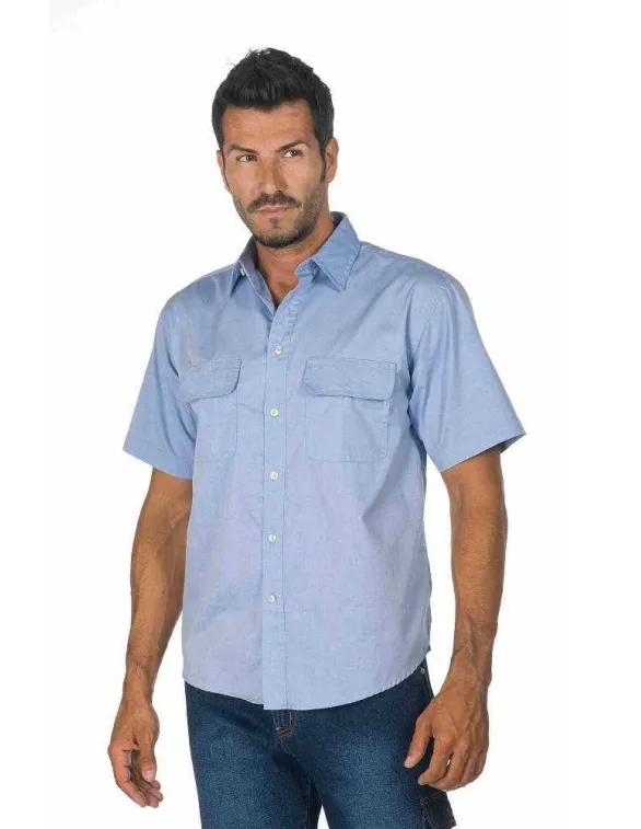 Camicia Uomo Policotone Manica Corta Celeste - Foto 5