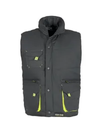 Fuori tutto - Gilet da lavoro invernale multitasche imbottito ad alta visibilità - Workteam Colore NERO/ARANCIO Taglia XL