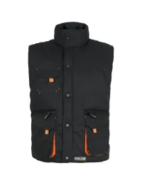 Fuori tutto - Gilet da lavoro invernale multitasche imbottito ad alta visibilità - Workteam Colore NERO/ARANCIO Taglia XL