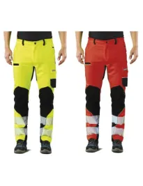 Pantaloni Da Lavoro Alta Visibilità Multitasche Stretch Issa Line Extreme Trousers 8830BHV