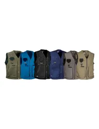 Fuori tutto - Gilet da Lavoro Multitasche Cofra Zurich 100% Cotone Canvas V055-0-00 taglia 54 colore azzurro nero