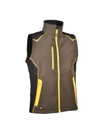 Fuori tutto - Gilet Softshell da Lavoro Stretch Multitasche Cofra Kyzyl V578-0-02 Taglia 50 Colore Fango Nero Giallo