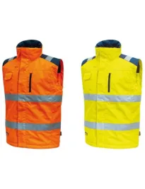 Fuori tutto - Gilet Imbottito da Lavoro Multitasche Alta Visibilità U-Power Prime HL159YF colore orange fluo taglia 4xl
