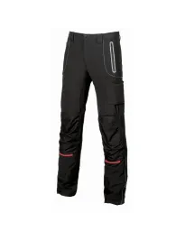 Fuori Tutto - Pantaloni da Lavoro Softshell Stretch Elasticizzati Multitasche U-Power Pit SY008BC black carbon taglia 44