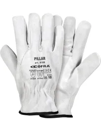 12 Paia - Guanti da Lavoro Stretch Cofra Pillar in Pelle Crosta G106-DD00