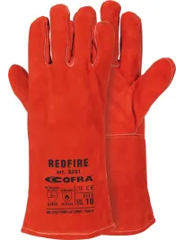 12 Paia - Guanti da Lavoro Cofra Redfire in Pelle Crosta G201-DD00