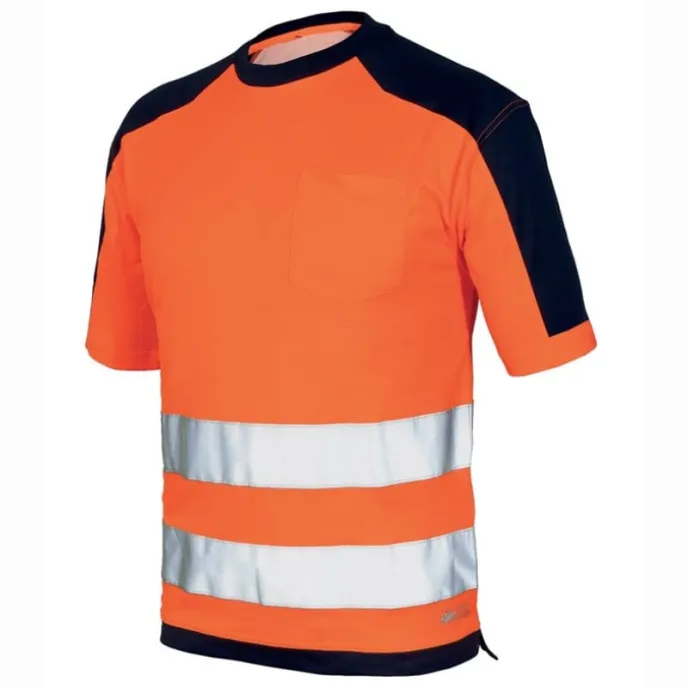 Fuori tutto - T-shirt Alta Visibilità ISSA LINE - 08186 Taglia M Colore Arancio Fluo Blu Navy