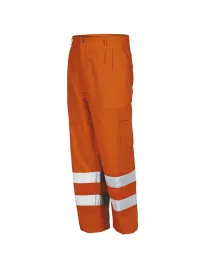 Fuori tutto - Pantalone da Lavoro Alta Visibilità Multitasche Issa Line AV 8430N Taglia 2XL Colore Arancio Fluo Blu Navy