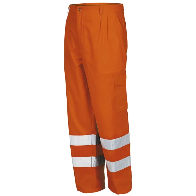 Fuori tutto - Pantalone da Lavoro Alta Visibilità Multitasche Issa Line AV 8430N Taglia 2XL Colore Arancio Fluo Blu Navy