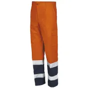 Fuori tutto - Pantalone da Lavoro Alta Visibilità Multitasche Issa Line AV 8430N Taglia 2XL Colore Arancio Fluo Blu Navy
