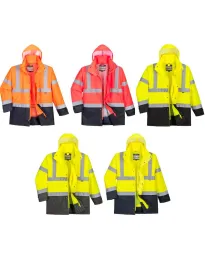 Giubbotto da Lavoro Alta Visibilità Multitasche Impermeabile 5 In 1 Executive Portwest S768