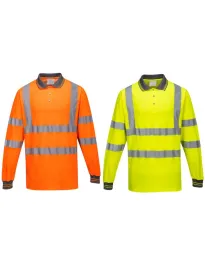 Polo da Lavoro Alta Visibilità Manica Lunga Cotton Comfort Portwest S271