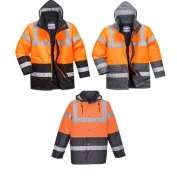 Giacca da Lavoro Alta Visibilità Impermeabile Multitasche Bicolore con Cappuccio Traffic Portwest S467