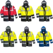 Giacca da Lavoro Alta Visibilità Impermeabile Multitasche Bicolore con Cappuccio Traffic Portwest S466