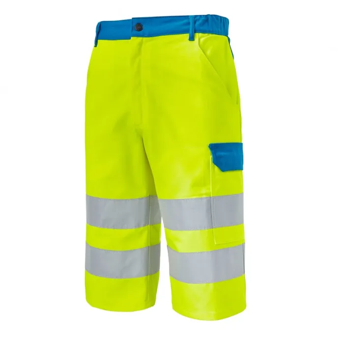 Fuori tutto - Bermuda da Lavoro Alta Visibilità Multitasche Molinel Fluopro FLUOBM72ASJ/BU Taglia L Colore Giallo Fluo Verde