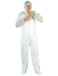 50 Pezzi - Tuta da Lavoro Coverguard White Spp Coveral Monouso con Cappuccio MO42105