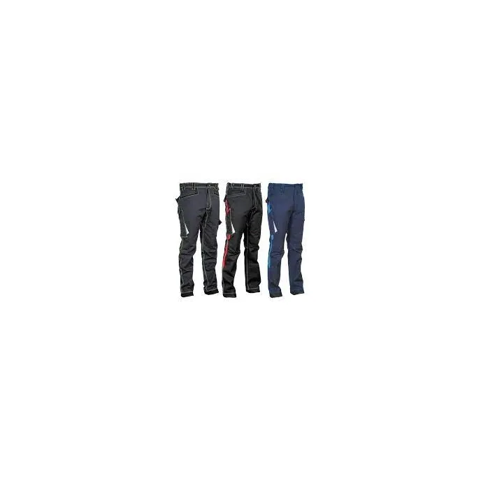Fuori tutto - Pantaloni da Lavoro Stretch Elasticizzati Multitasche Cofra Montijo V482-0-04 Colore Antracite Nero Lime Taglia 52