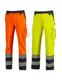 Pantaloni da Lavoro Stretch Multitasche Alta Visibilità U-Power Nova HL401