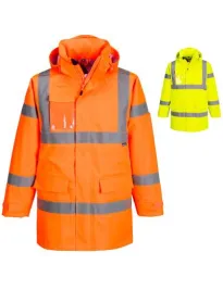 Giacca da Lavoro Portwest Alta Visibilità Da Pioggia Extreme Hi-Vis S599 Impermeabile Multitasche