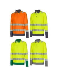 3 Pezzi - Polo da Lavoro Manica Lunga Alta Visibilità U-Power Close WHL389