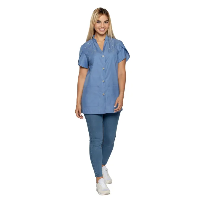 Fuori tutto - Casacca da donna a maniche corte Siggi Coraline - 28CS1882/00 Taglia L Colore Azzurro