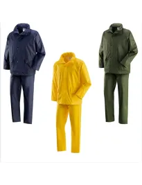 Completo da Lavoro Neri Antipioggia Giacca e Pantaloni Victoria 461050