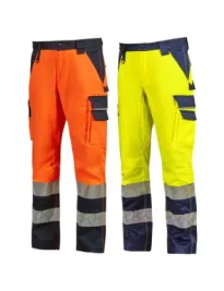Fuori tutto - Pantaloni da Lavoro Alta Visibilità Multitasche Stretch U-Power Arc WHL407 Taglia M Colore Arancio Fluo