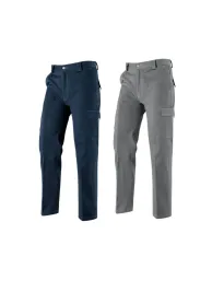 Pantalone da Lavoro Multitasche in Tessuto Cotone Stretch 97% Cotone 3% Elastan  Neri