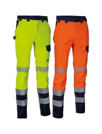 Pantaloni da Lavoro Alta Visibilità Stretch Elasticizzati Multitasche Cofra Guaitire
