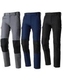 Pantalone da Lavoro Multitasche in Tessuto Stretch 437470 Neri