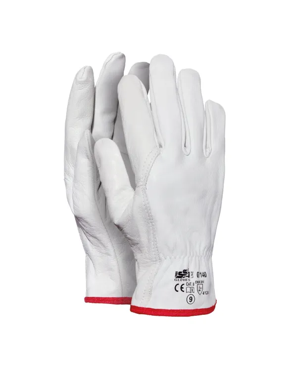 12 GUANTI LAVORO IN PELLE FIORE TESSUTO ELASTICIZZATO CON CHIUSURA DALLA 7 A 11