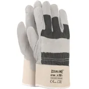 12 Paia - Guanti da lavoro in Pelle Crosta Dorso Jeans Manichetta Bianca - Issa Line