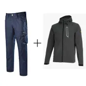 Completo da lavoro Pantaloni da lavoro Diadora Multitasche Rock Ligh Cotton & Giacca da lavoro in Softshell Diadora - Sail
