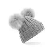 Cappello Faux Fur Double Pop Pom Beanie Beechfield - B414