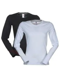Fuori tutto - T-shirt Girocollo a Manica Lunga in Cotone Pineta Donna - Payper AY 7501  taglia L colore Bianco