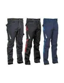 Fuori tutto - Pantaloni da Lavoro Stretch Elasticizzati Multitasche Cofra Montijo V482-0-04 Taglia 46 Colore Nero Rosso